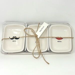 Rae Dunn “His”, “Ours”, and “Hers" Plate Tray Set Pottery Artisan Collection NWT